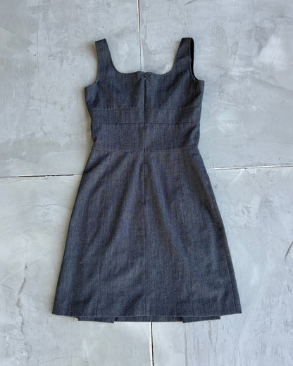 Miu Miu Wool Midi Prep Dress | Medium, Grey