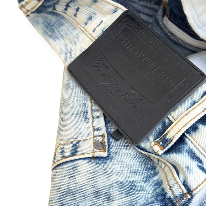 PHILIPP PLEIN ILLEGAL FIGHT CLUB STRAIGHT CUT DENIM JEANS CALIFORNIA BLUE L | Large, Blue