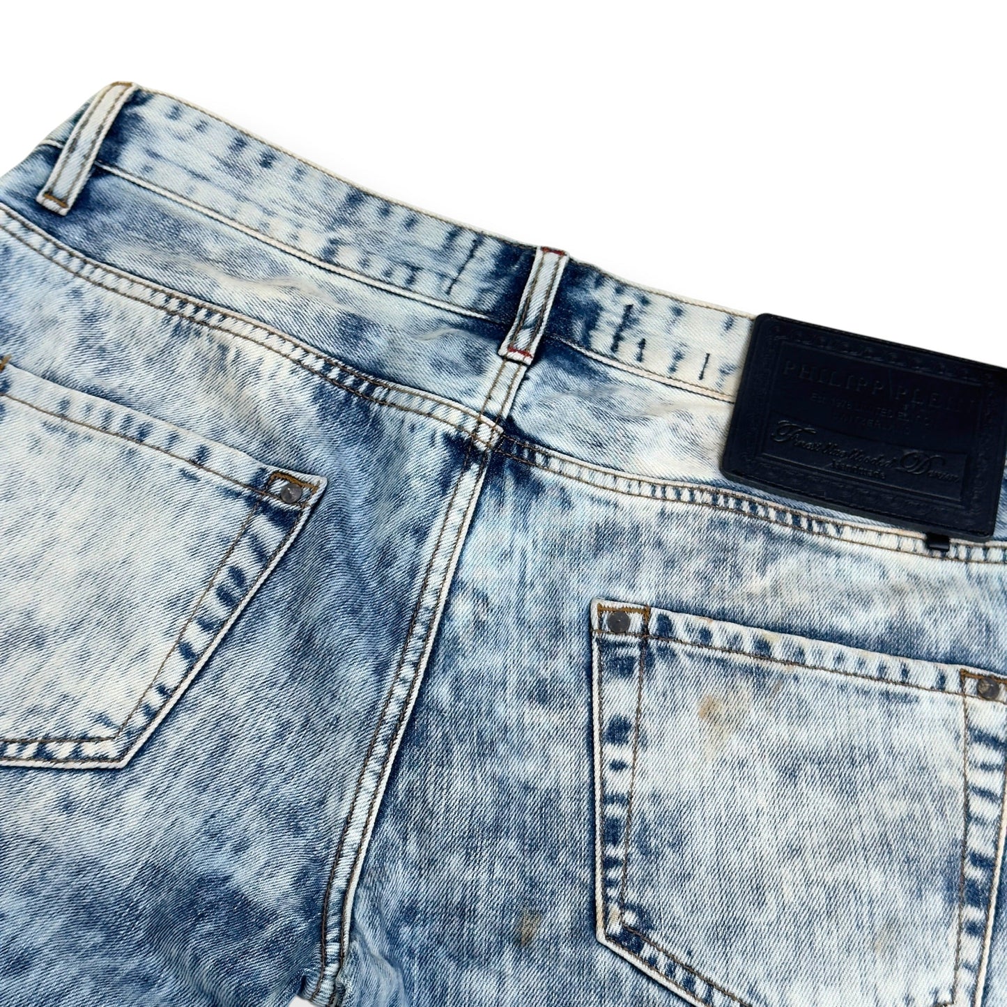 PHILIPP PLEIN ILLEGAL FIGHT CLUB STRAIGHT CUT DENIM JEANS CALIFORNIA BLUE L | Large, Blue