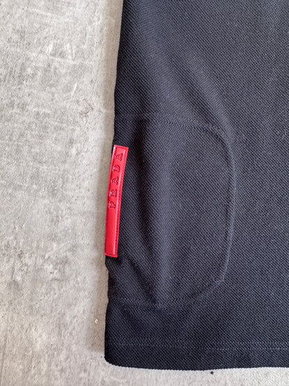 Prada Collared Black Sleeveless Polo Shirt