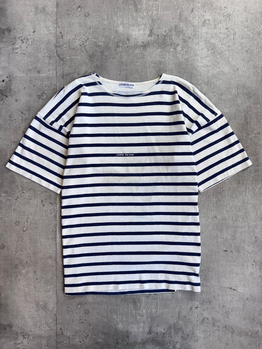 1980s Stone Island Marina Stripe Stencil Logo Tee