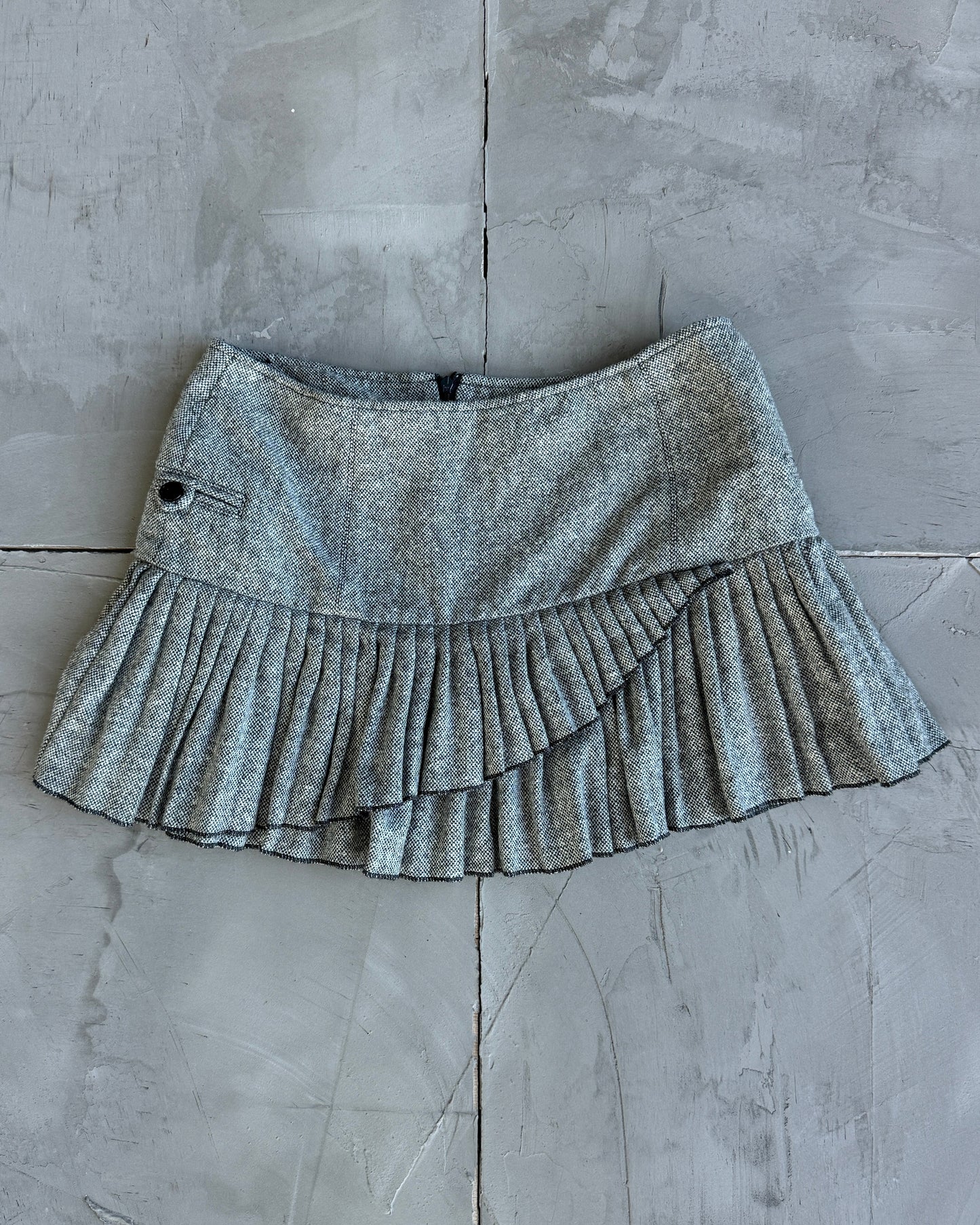 Armani Jeans Asymmetric Pleated Wool Mini Skirt - S/M
