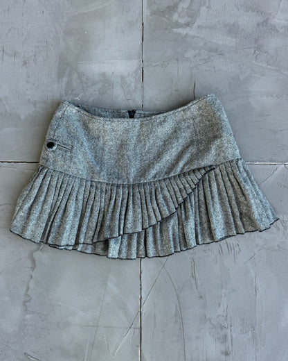 Armani Jeans Asymmetric Pleated Wool Mini Skirt - S/M