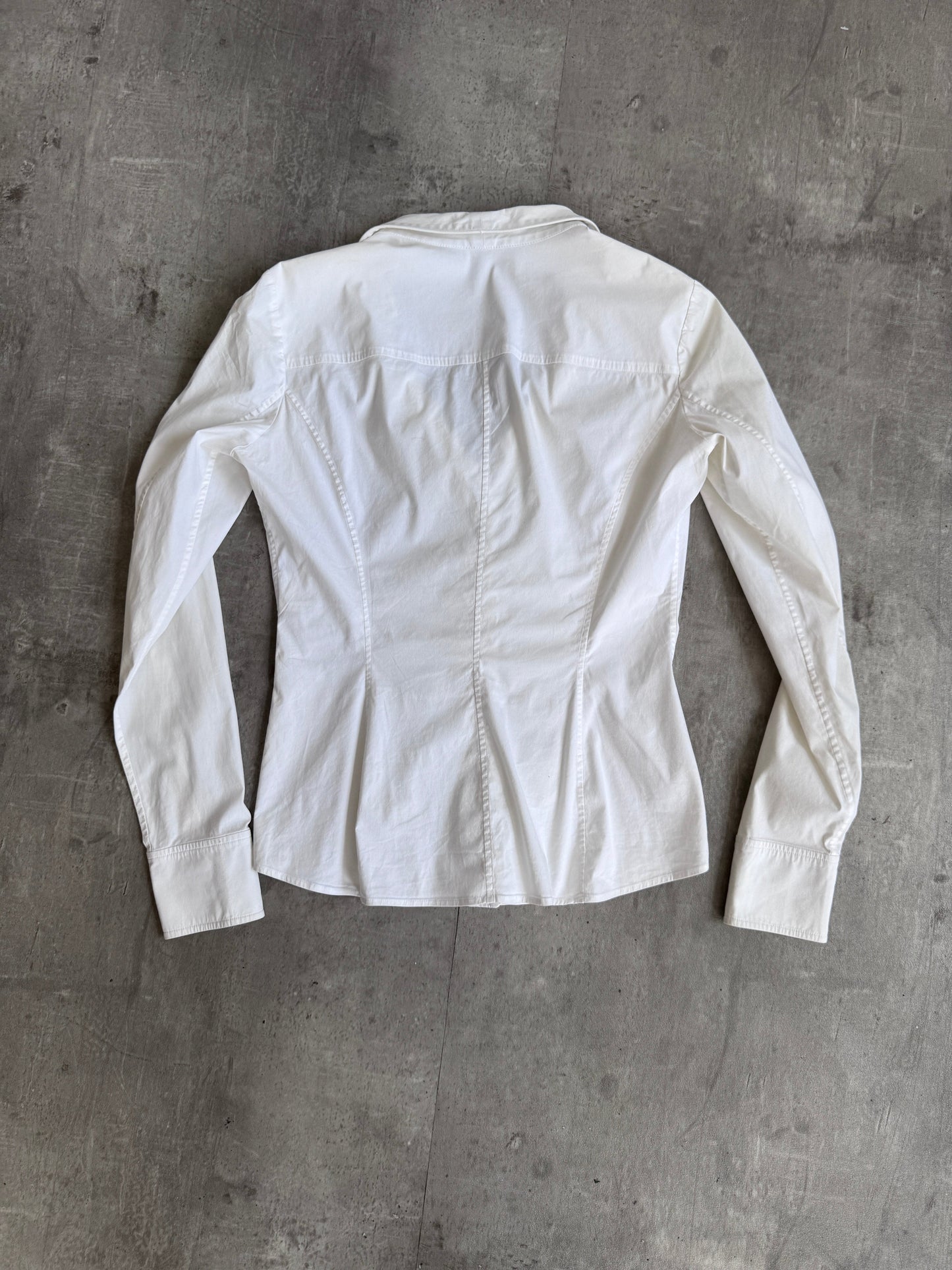 Gucci White Open Collar Pleated Light Top