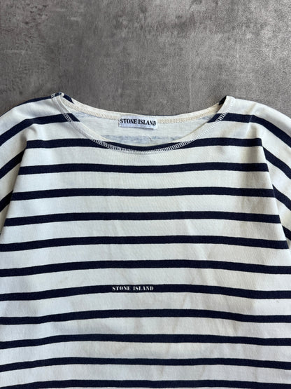 1980s Stone Island Marina Stripe Stencil Logo Tee
