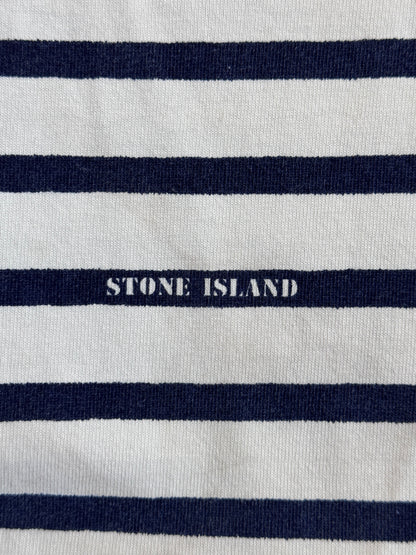 1980s Stone Island Marina Stripe Stencil Logo Tee