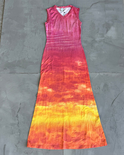 Cavalli Jeans Pink & Orange Stretch Maxi Dress