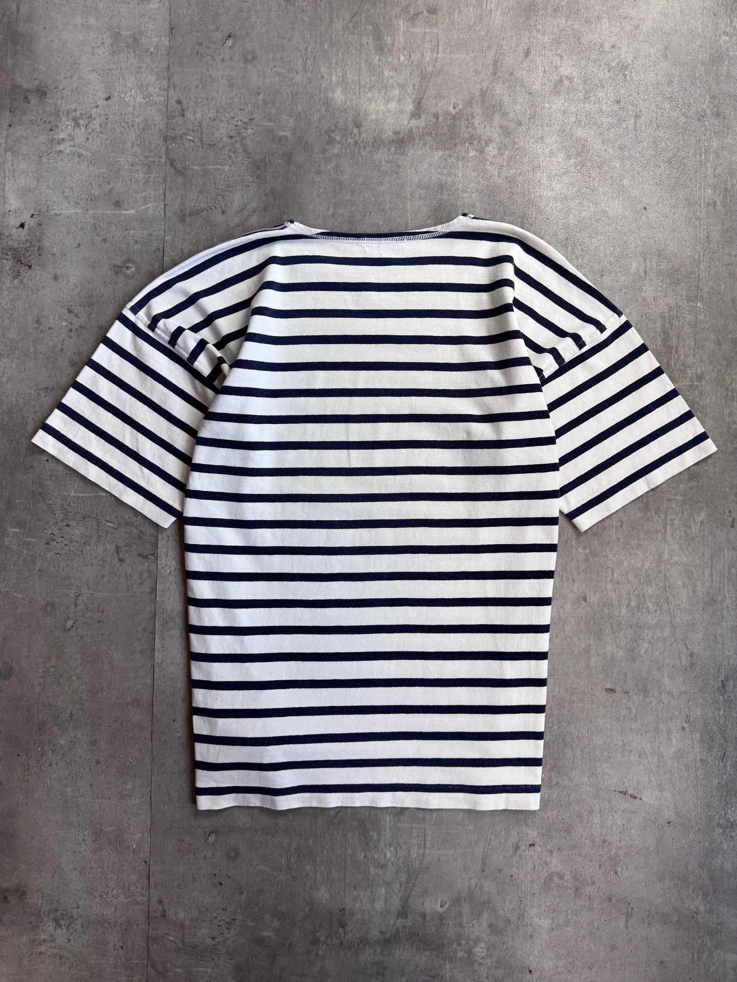 1980s Stone Island Marina Stripe Stencil Logo Tee
