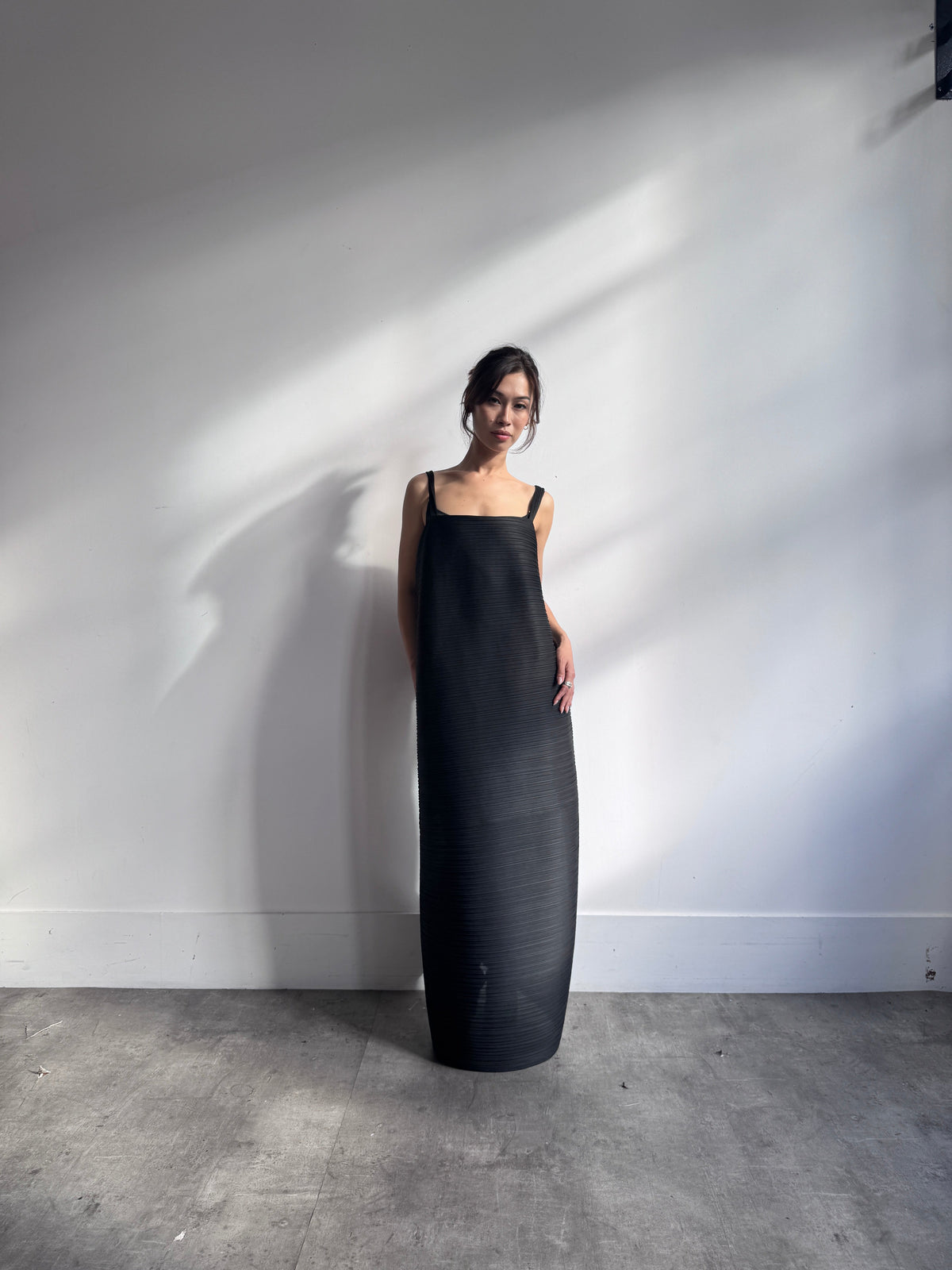 S/S 2001 Issey Miyake Pleats Please Pleated Multi Wrap Black Dress | O/S, Black
