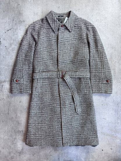 Valentino Brown Herringbone Heavy Wool Overcoat