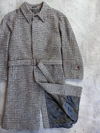 Valentino Brown Herringbone Heavy Wool Overcoat