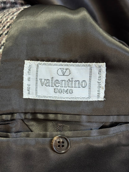 Valentino Brown Herringbone Heavy Wool Overcoat