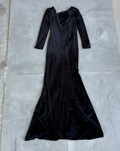 Giorgio Armani Asymmetric Neckline Velvet Dress - M