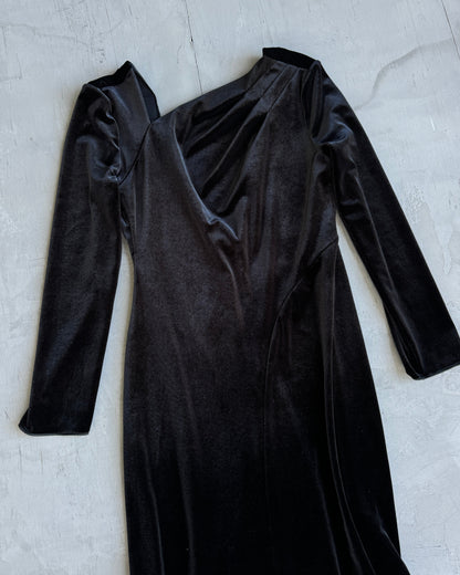 Giorgio Armani Asymmetric Neckline Velvet Dress - M
