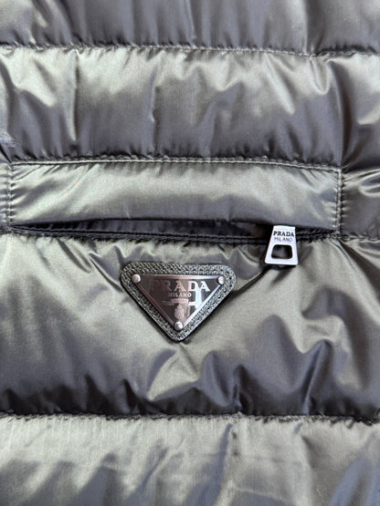 Prada Olive Green Badged Down Gilet