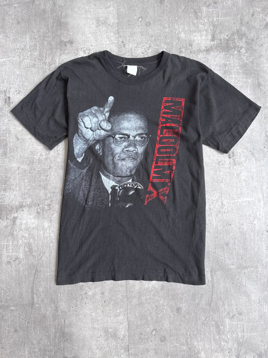 1990s Malcolm X Washed Black Single Stitch Tee
