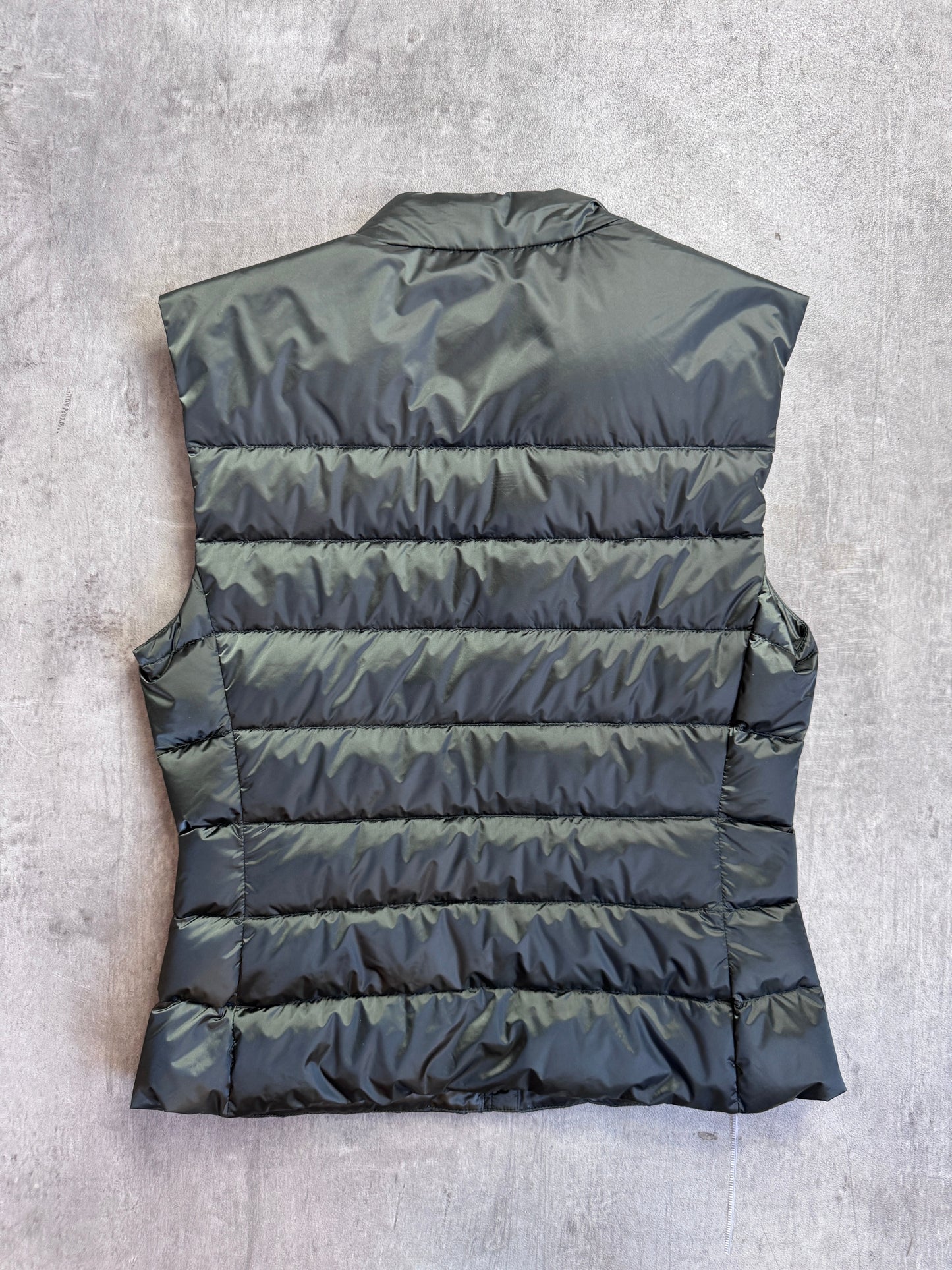 Prada Olive Green Badged Down Gilet