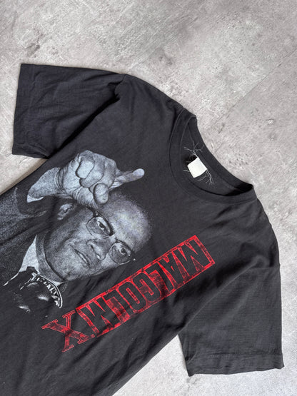 1990s Malcolm X Washed Black Single Stitch Tee