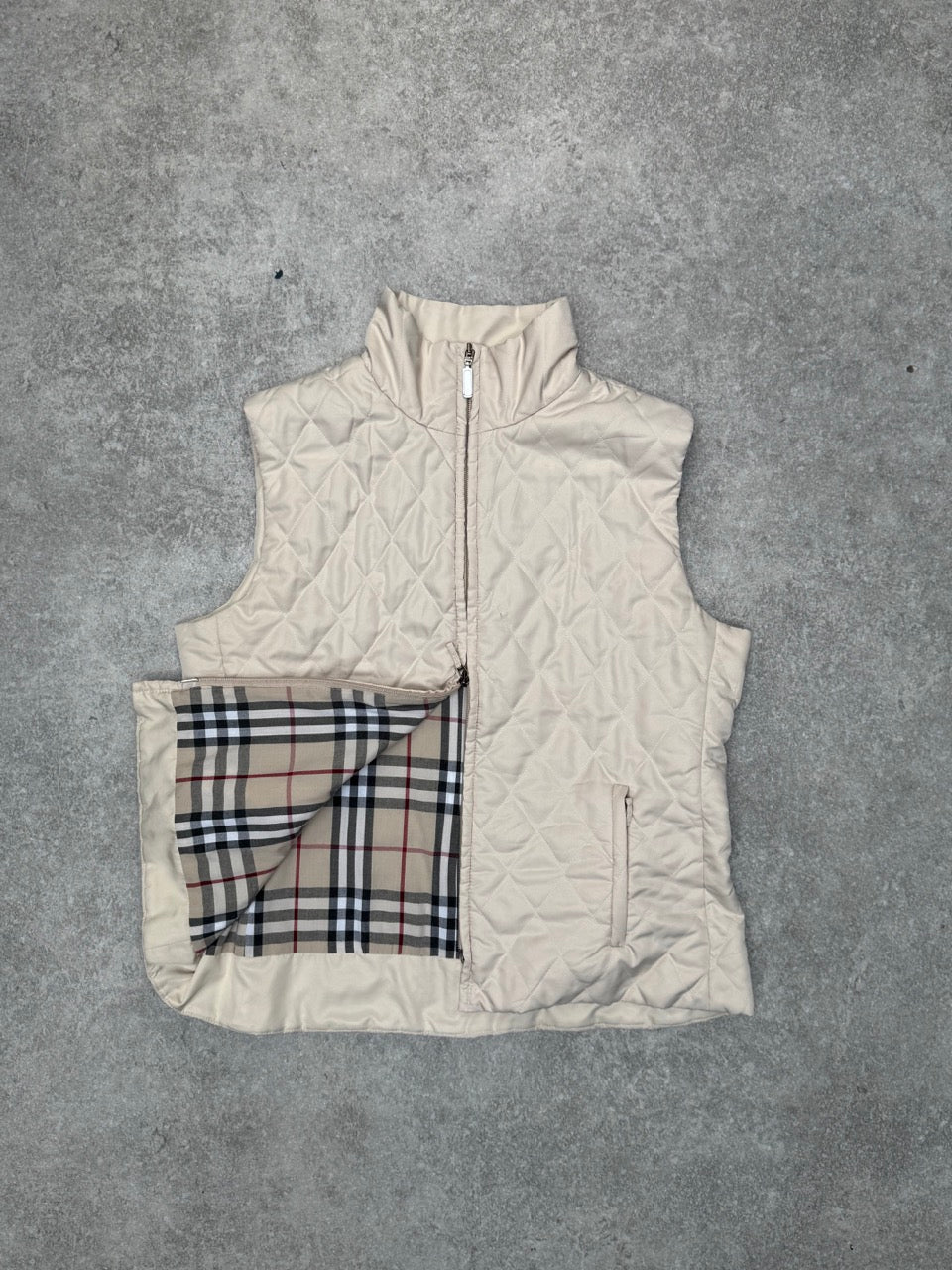 Burberry Nova Check Lined Cream Quilted Gilet