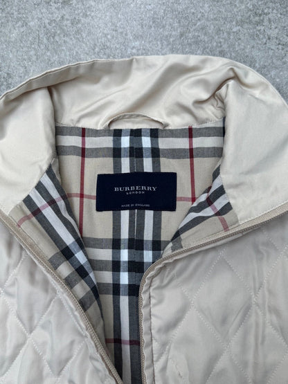 Burberry Nova Check Lined Cream Quilted Gilet