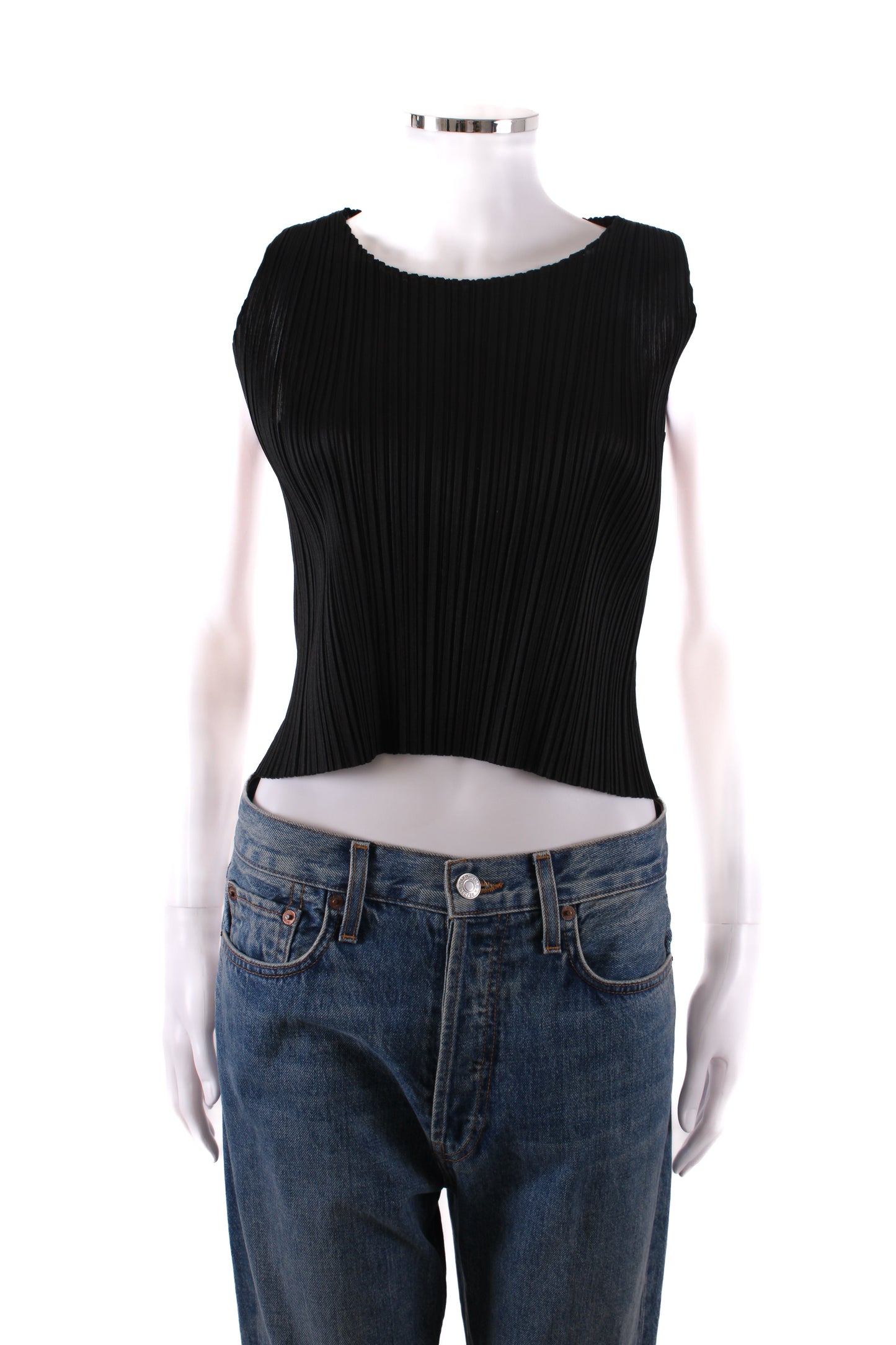 Max Mara Linen look embroiders sleeveless top Black | O/S, Black