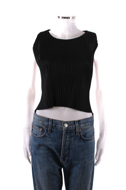 Max Mara Linen look embroiders sleeveless top Black | O/S, Black