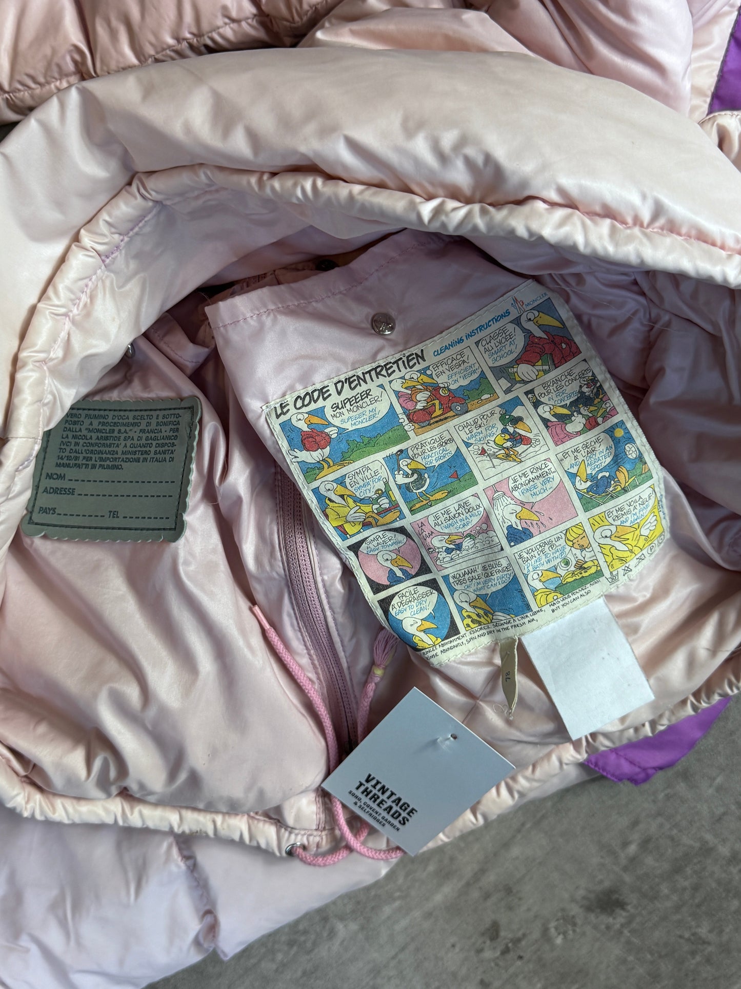 1980s Moncler Pastel Pink Shoulder Panel Modular Puffer Jacket