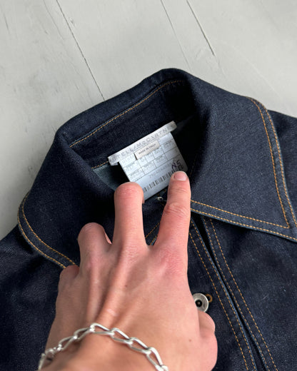 STELLA MCCARTNEY 2017 ASYMMETRIC BELTED DENIM COAT - S/M | S/M, Dark Blue