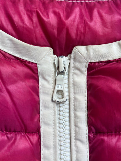 Moncler Magenta Cropped Collarless Lightweight Down Jacket