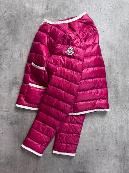 Moncler Magenta Cropped Collarless Lightweight Down Jacket