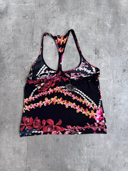 Cavalli Floral Patterned Triangle Cami Top