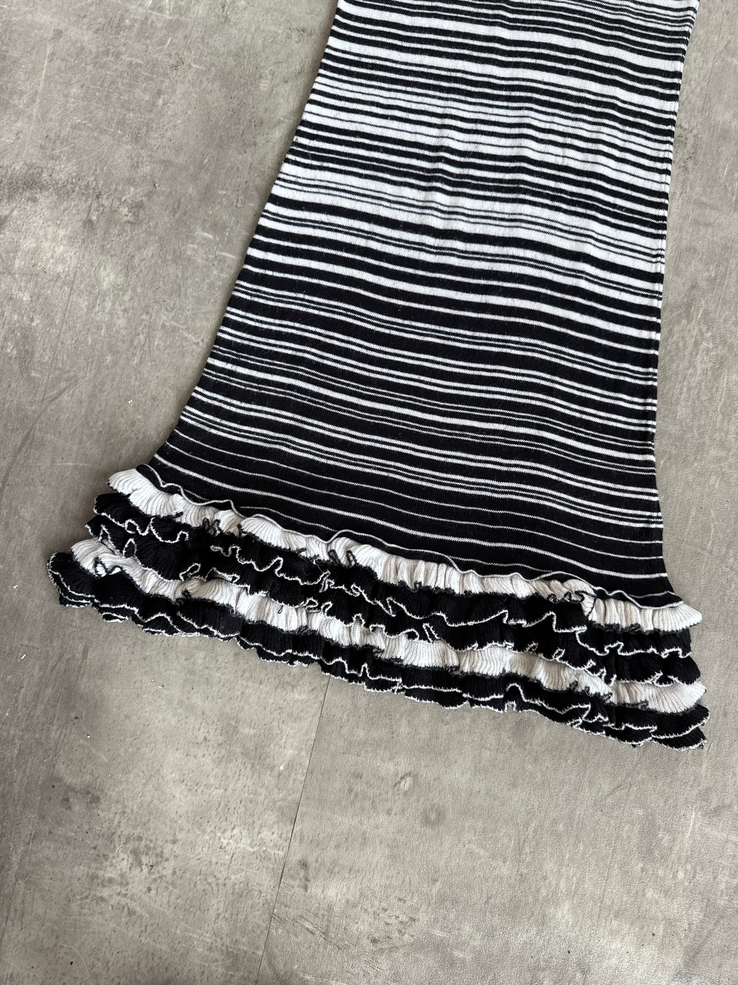 D&G Striped Low Cut Rouched Hem Maxi Dress