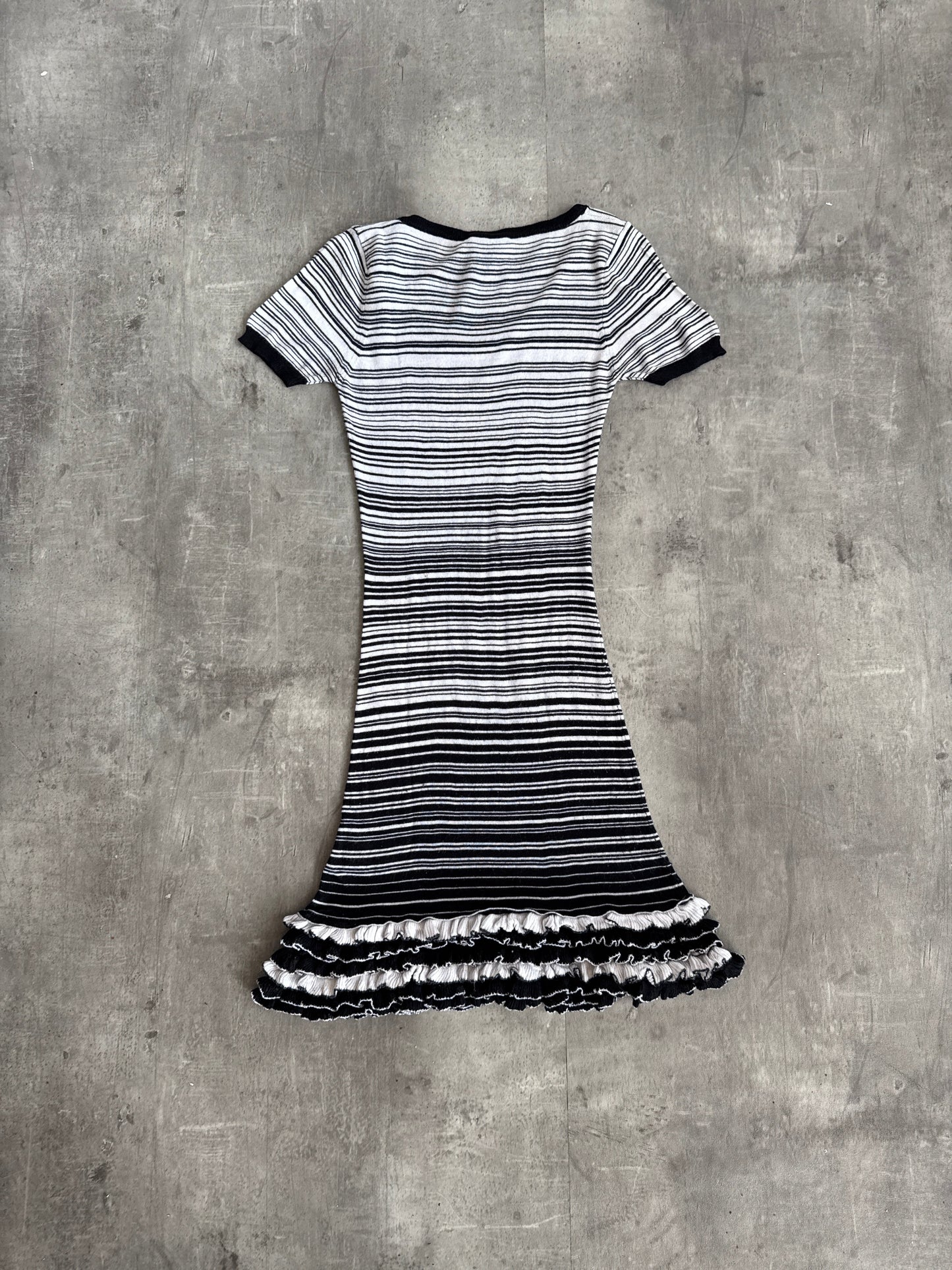 D&G Striped Low Cut Rouched Hem Maxi Dress