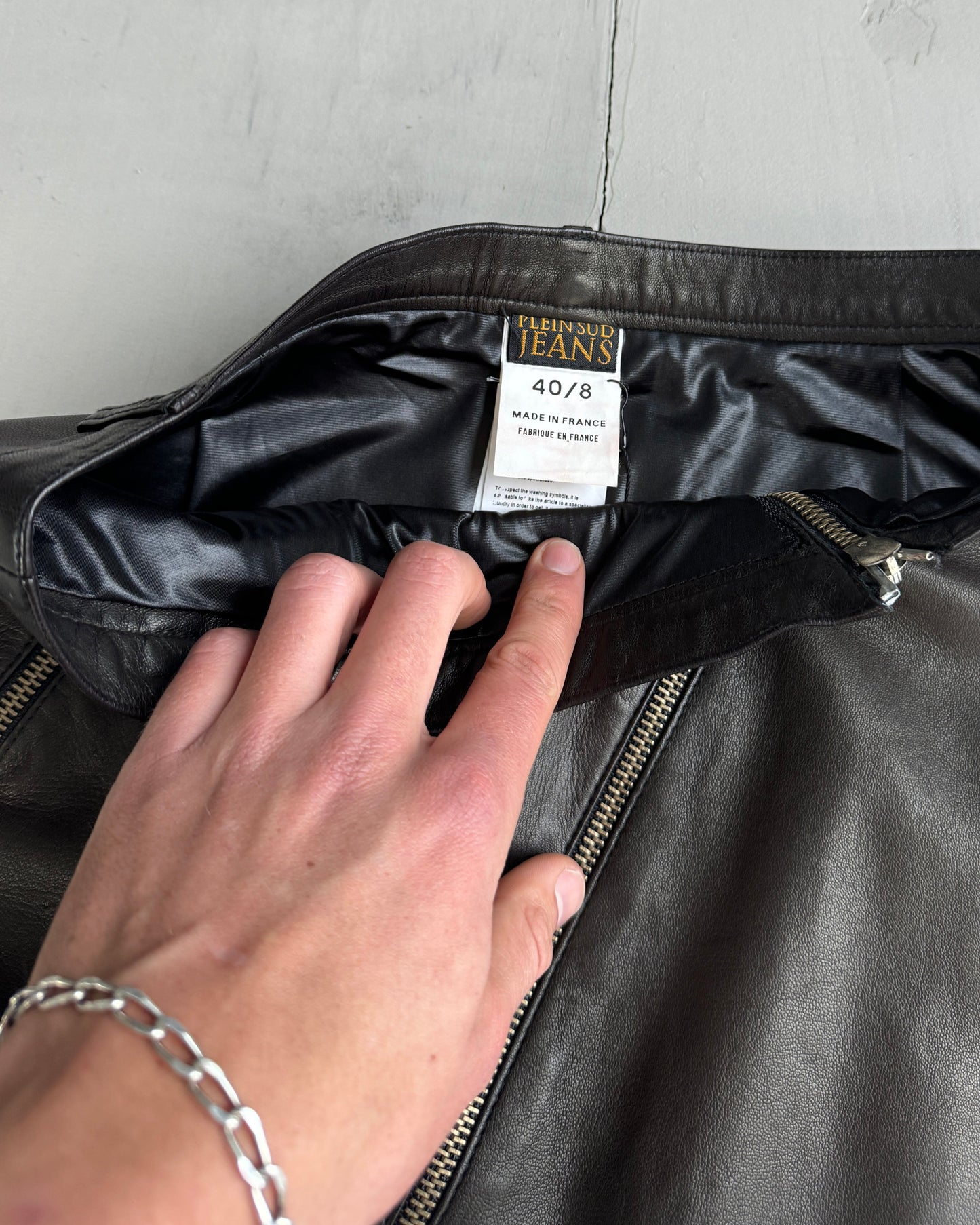 Plein Sud Lamb Leather Asymmetric Zipper Skirt - S