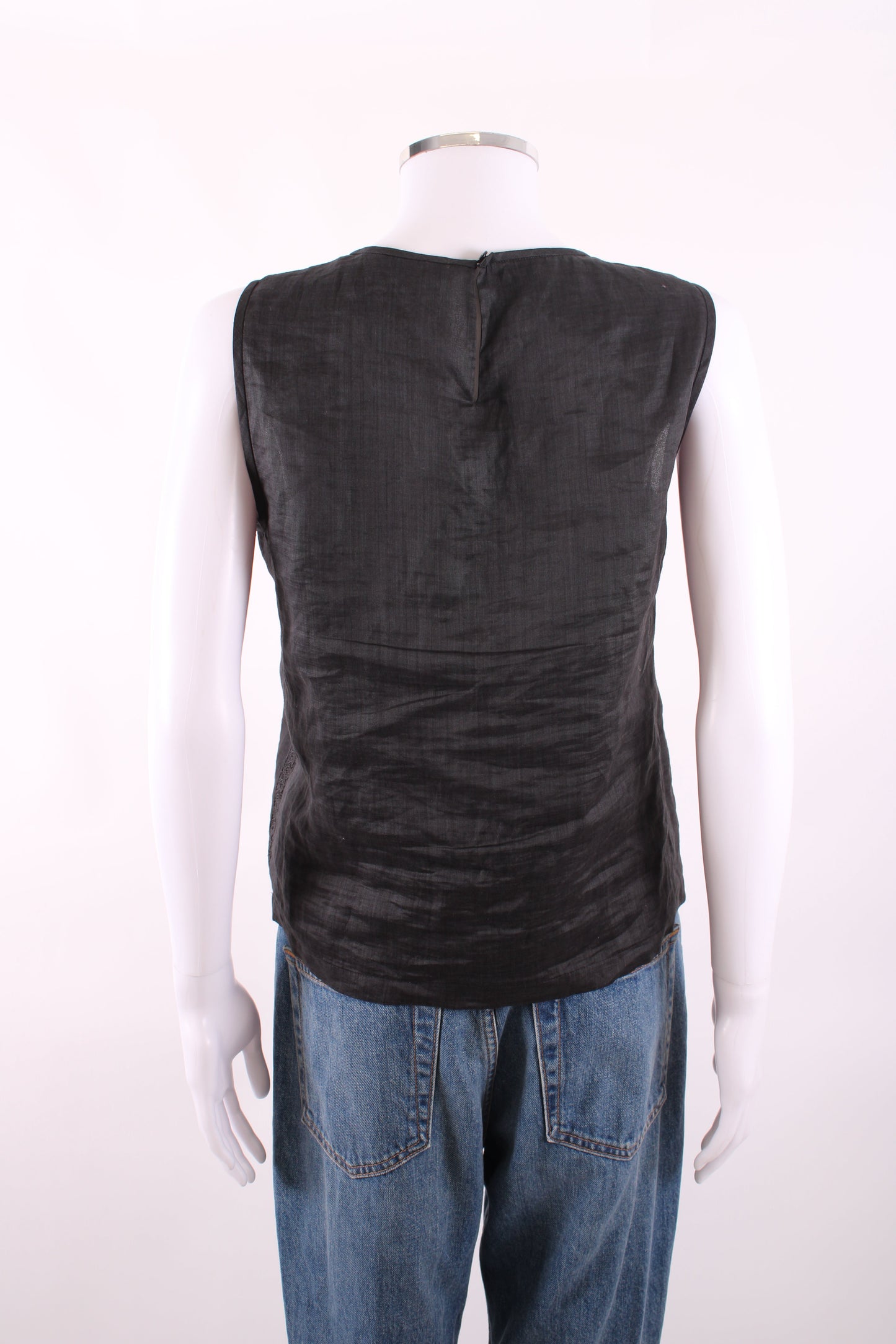 Max Mara Linen look embroiders sleeveless top Black | O/S, Black