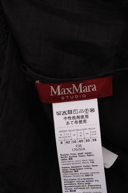 Max Mara Linen look embroiders sleeveless top Black | O/S, Black