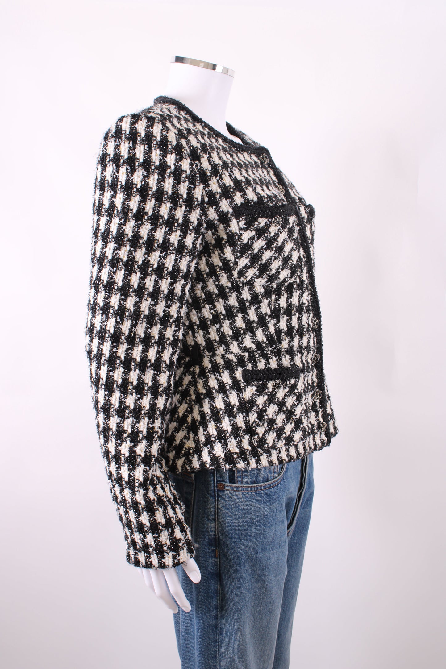 Self Portrait Check Boucle Jacket Black/ White 14 | O/S, Multicoloured