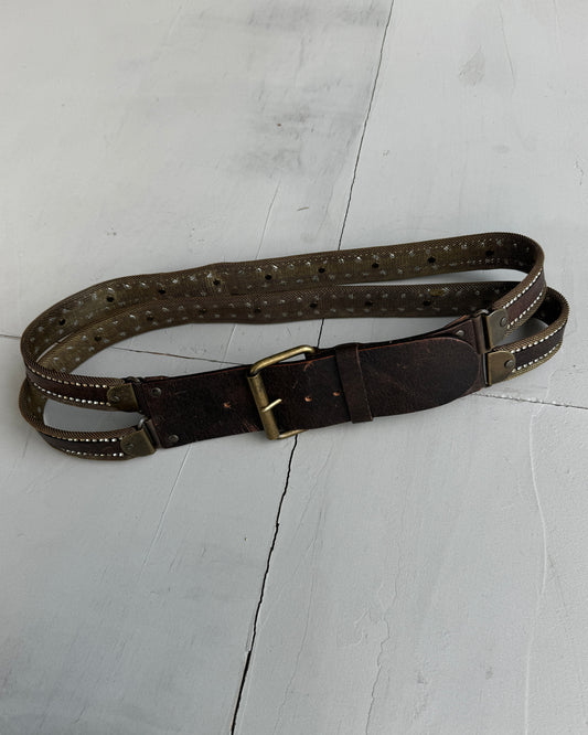 NANNI DOUBLE LAYER STUDDED LEATHER & METAL MESH BELT