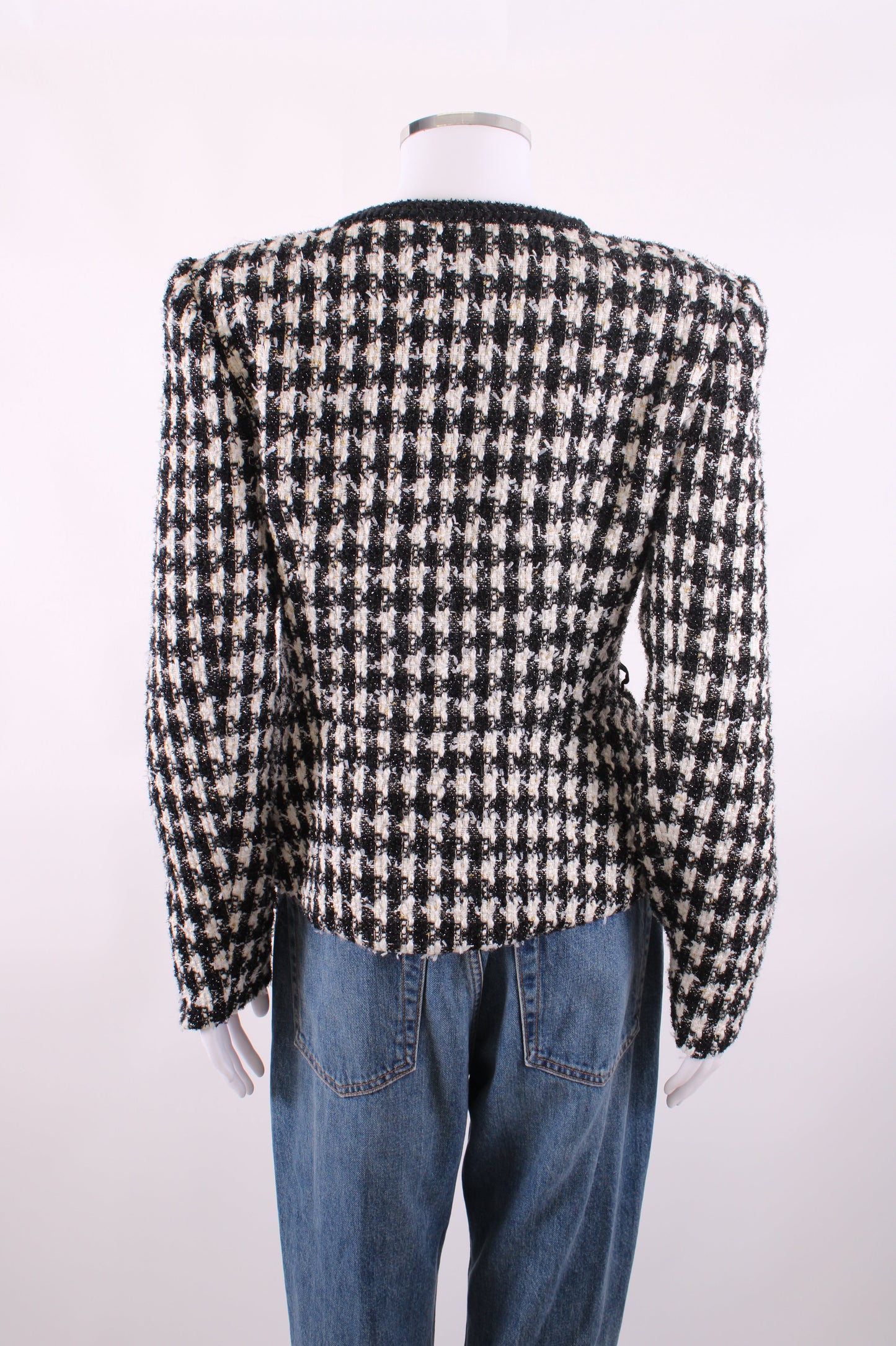 Self Portrait Check Boucle Jacket Black/ White 14 | O/S, Multicoloured