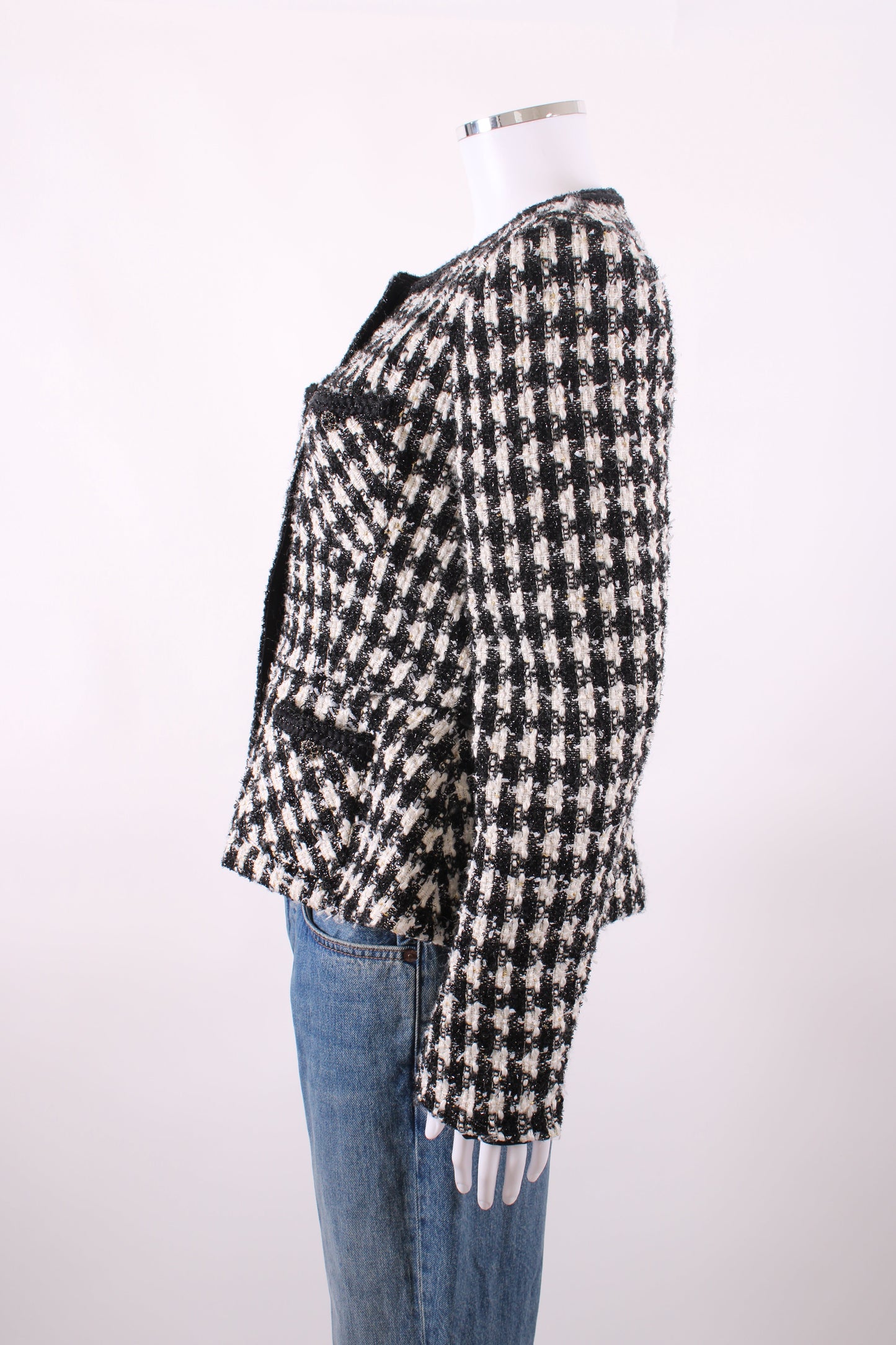 Self Portrait Check Boucle Jacket Black/ White 14 | O/S, Multicoloured