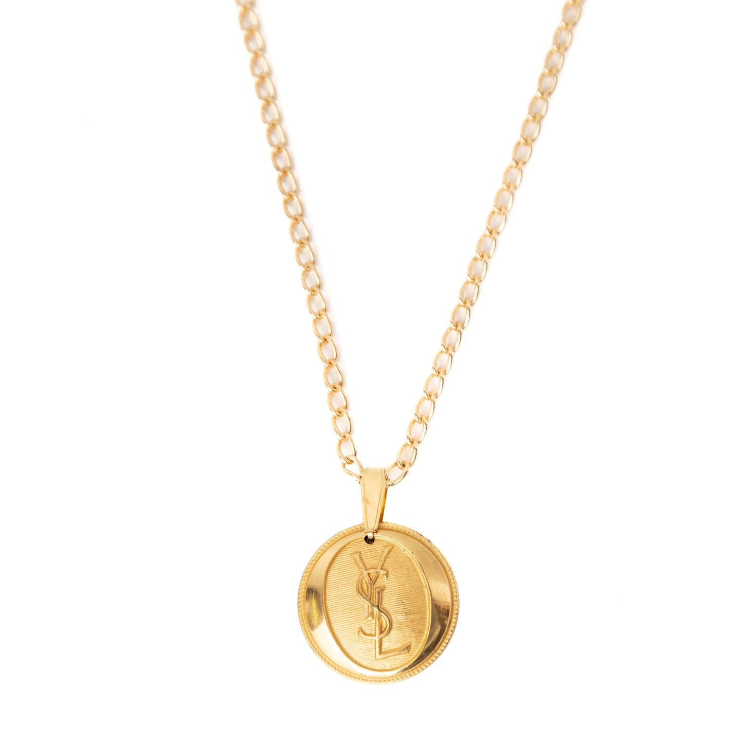 VT Rework: YSL Vintage Button Gold Curb Chain Necklace