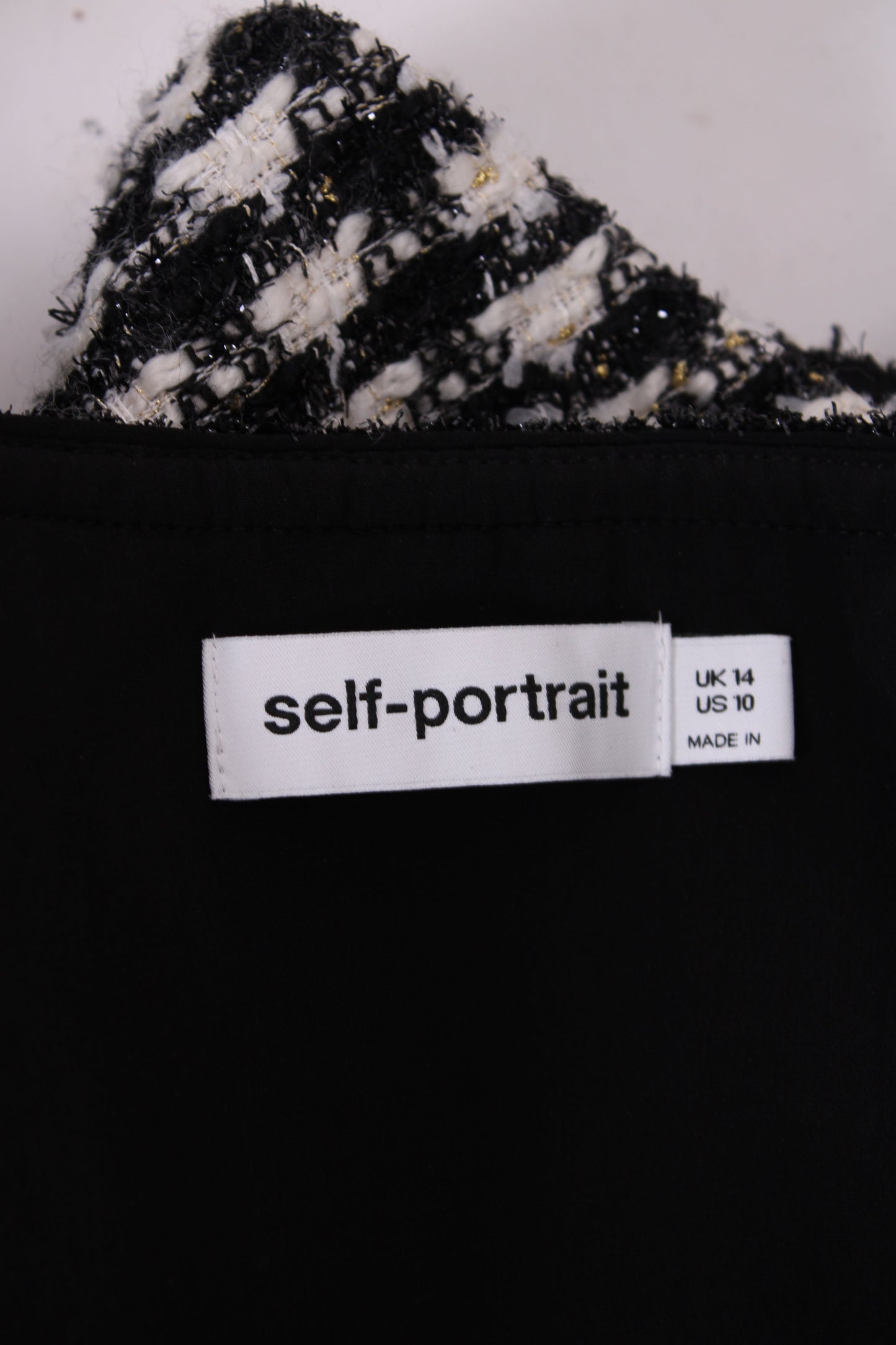Self Portrait Check Boucle Jacket Black/ White 14 | O/S, Multicoloured