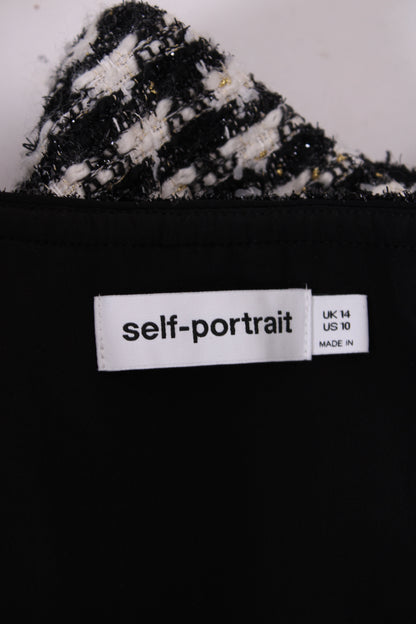 Self Portrait Check Boucle Jacket Black/ White 14 | O/S, Multicoloured