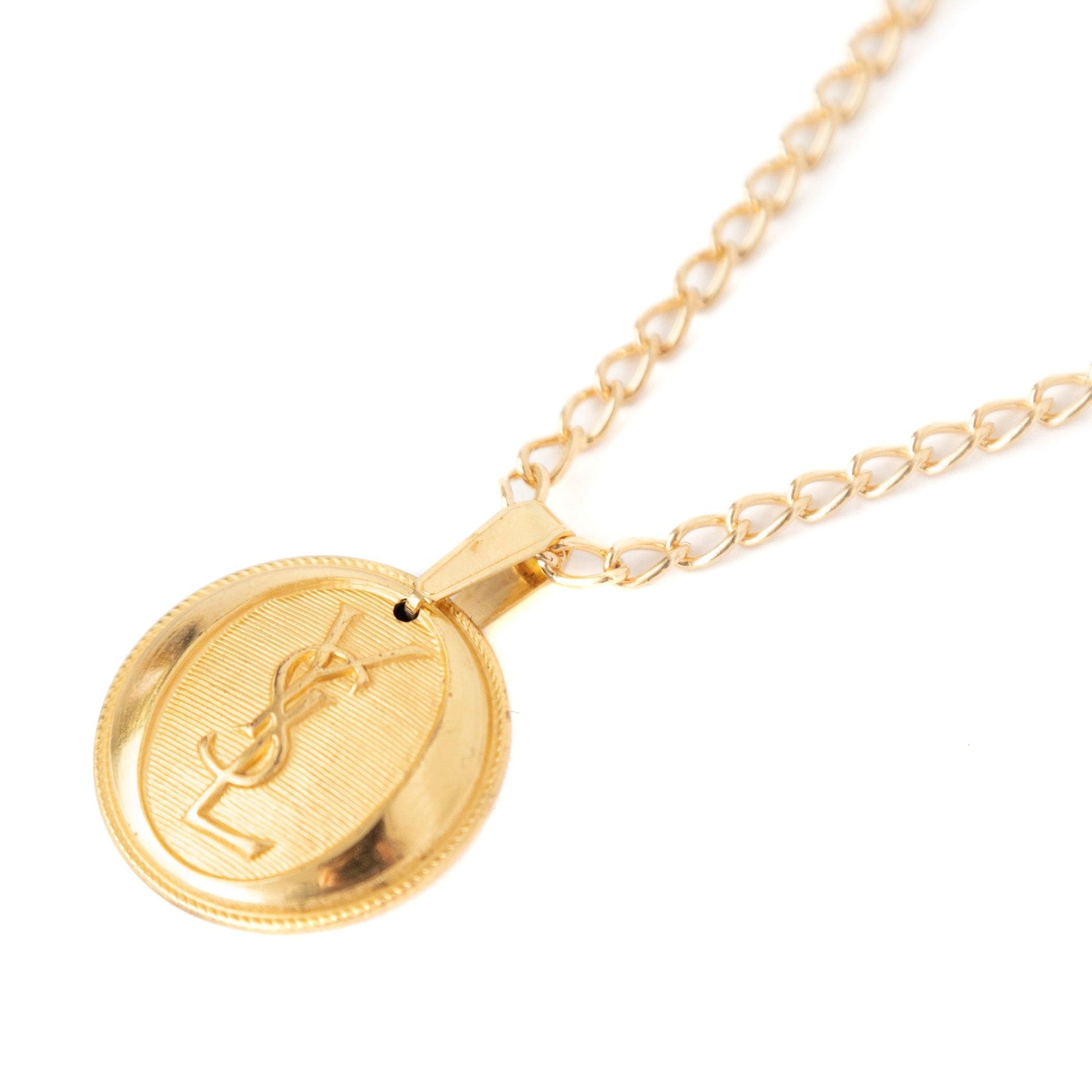 VT Rework: YSL Vintage Button Gold Curb Chain Necklace - Known Source