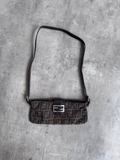 Fendi Brown Monogram Buckle Baguette Bag
