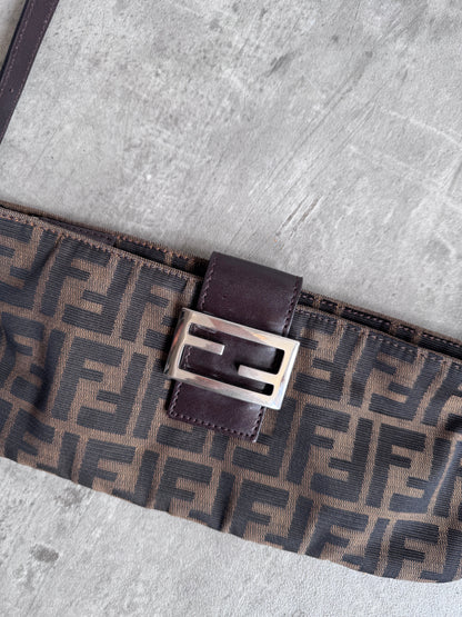 Fendi Brown Monogram Buckle Baguette Bag