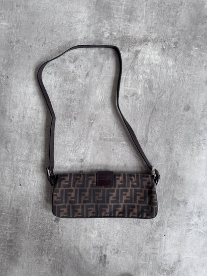 Fendi Brown Monogram Buckle Baguette Bag