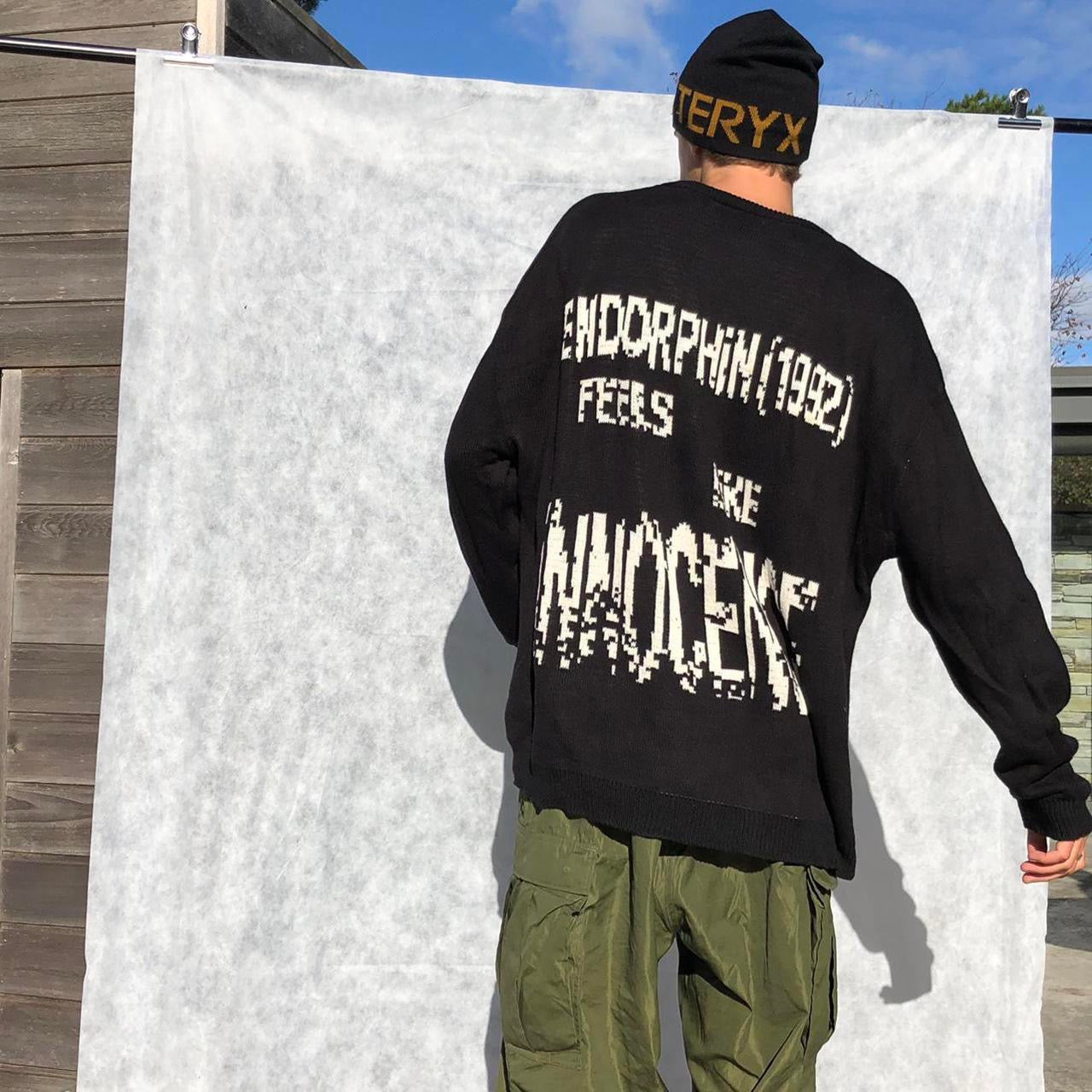 Knit Graphic Sweatshirt by Endorphin1992 | Default Title, Black