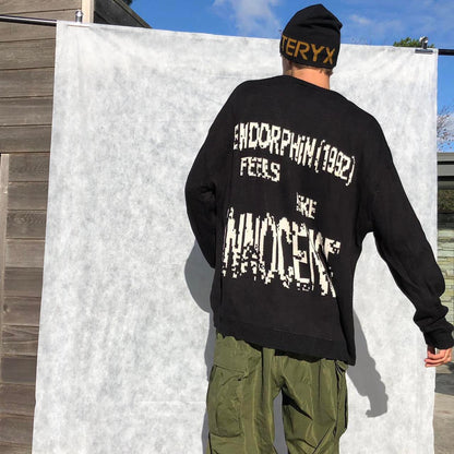 Knit Graphic Sweatshirt by Endorphin1992 | Default Title, Black