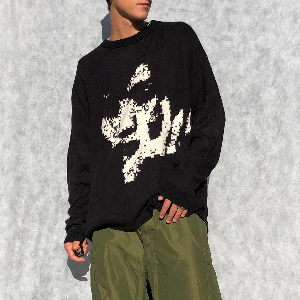 Knit Graphic Sweatshirt by Endorphin1992 | Default Title, Black